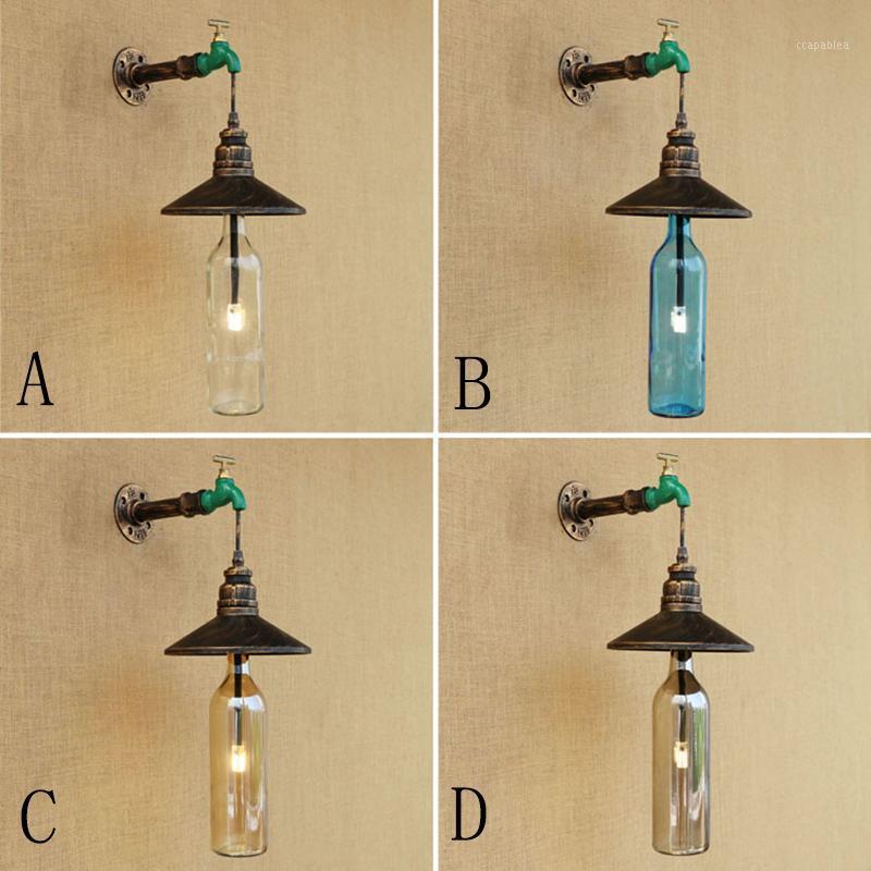 

Retro Industrial wall lamp Glass shade iron rust Bathroom wall light with G4 light for living room bedroom restaurant 220V1