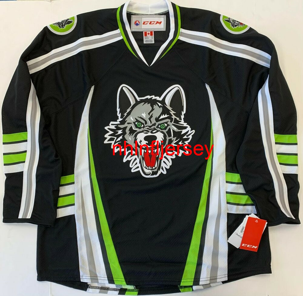 

Stitched New CCM Chicago Wolves Hockey Player Jersey AHL Adult custom any name number, Black