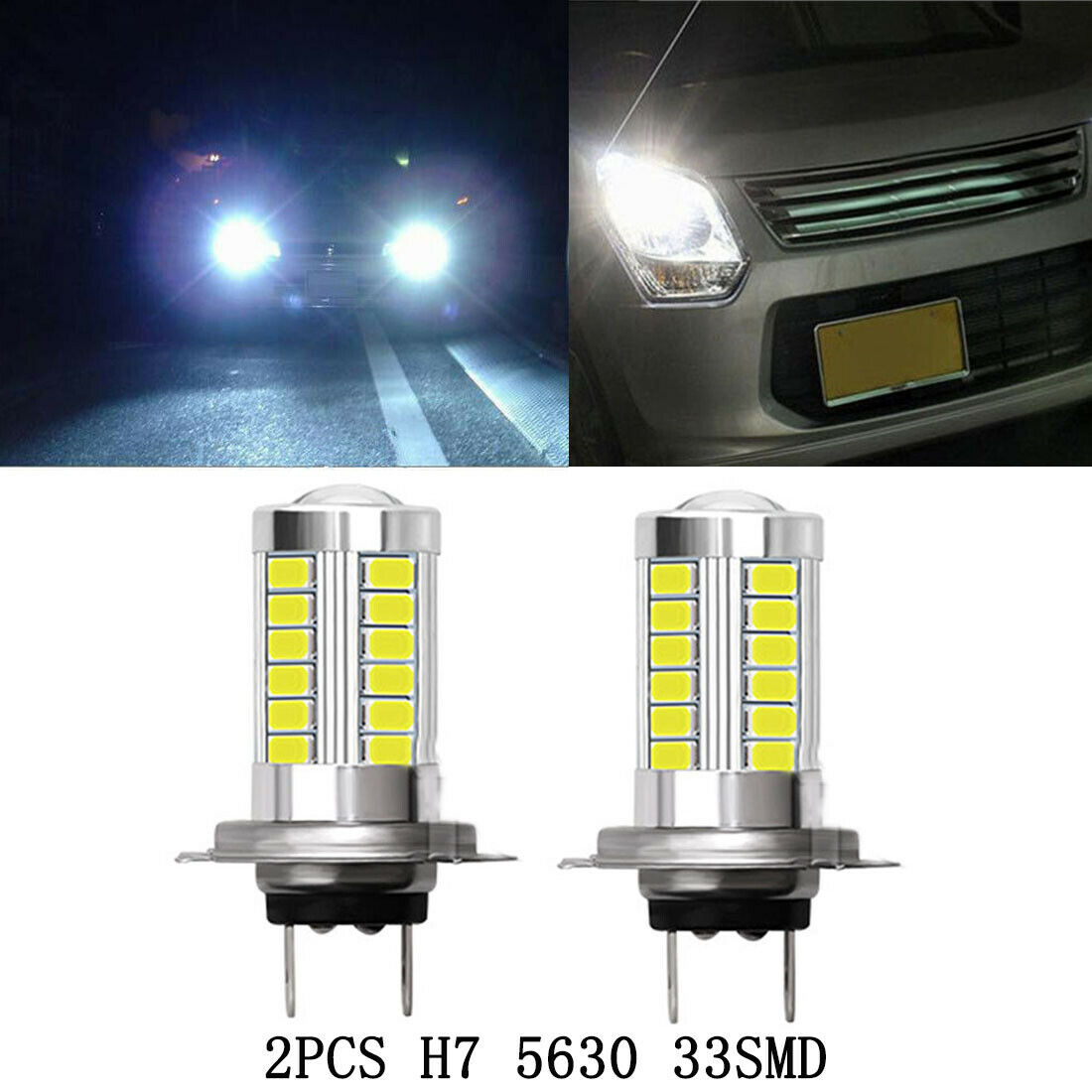 

10pcs Free shipping H7 5630 LED 33 SMD LED 12V 6000K white Auto Car Fog Light Headlight Bulbs Bright