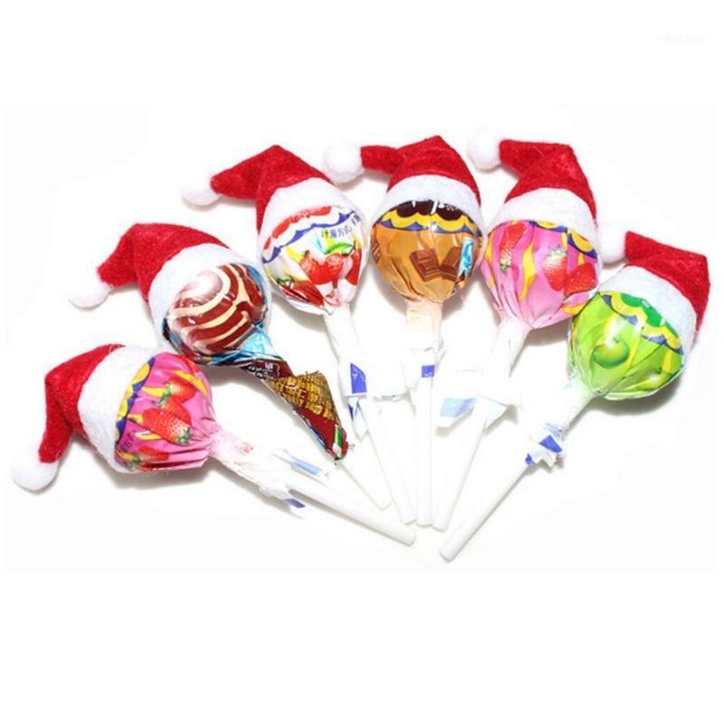 

6pcs/Set Mini Christmas Hat Santa Claus Hat Xmas Lollipop Mini Wedding Gift Christmas Tree Ornament Decor Creative Caps1