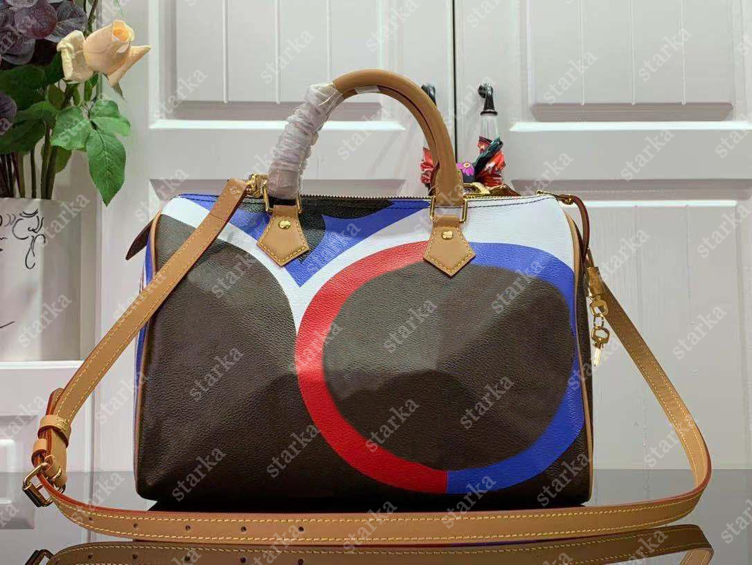 

Game On Speedy Bandouliere bag with colourful prints Flowers classic change leather handbag tote shoulder bag cross body purse wallet M57451, Brown