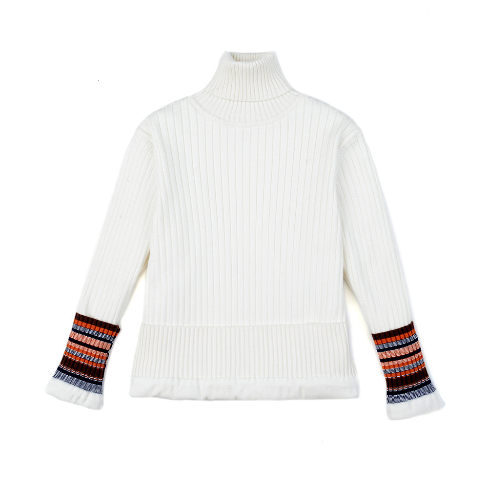 

2021 New -xl Turtleneck with Velvets Autumn Winter Women Pullover Thick Warm Jumper Top Knitted Rib Female Sweater 5o4n, White