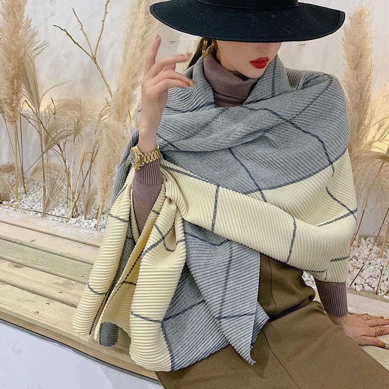 

2020 High Quality Winter Scarf For Women Shawls Wrap Fashion Plaid Warm Thick Cashmere Scarves Lady Bandana