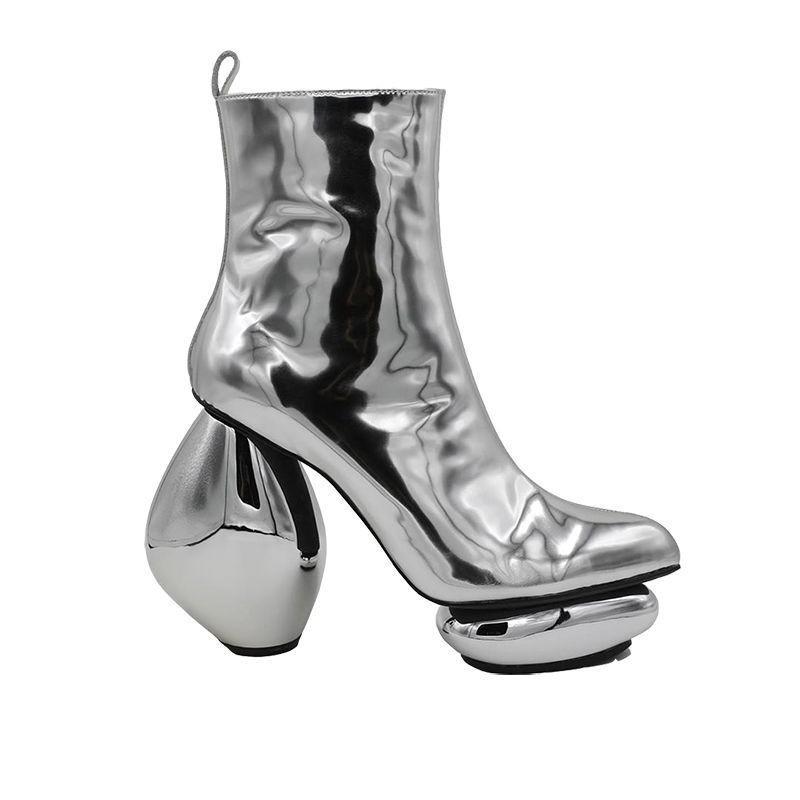

Platform Ankle Boots for Women High Heels Fashion Side Zipper Short Boots Autumn 2020 Microfiber Super High Heel Women's, Black