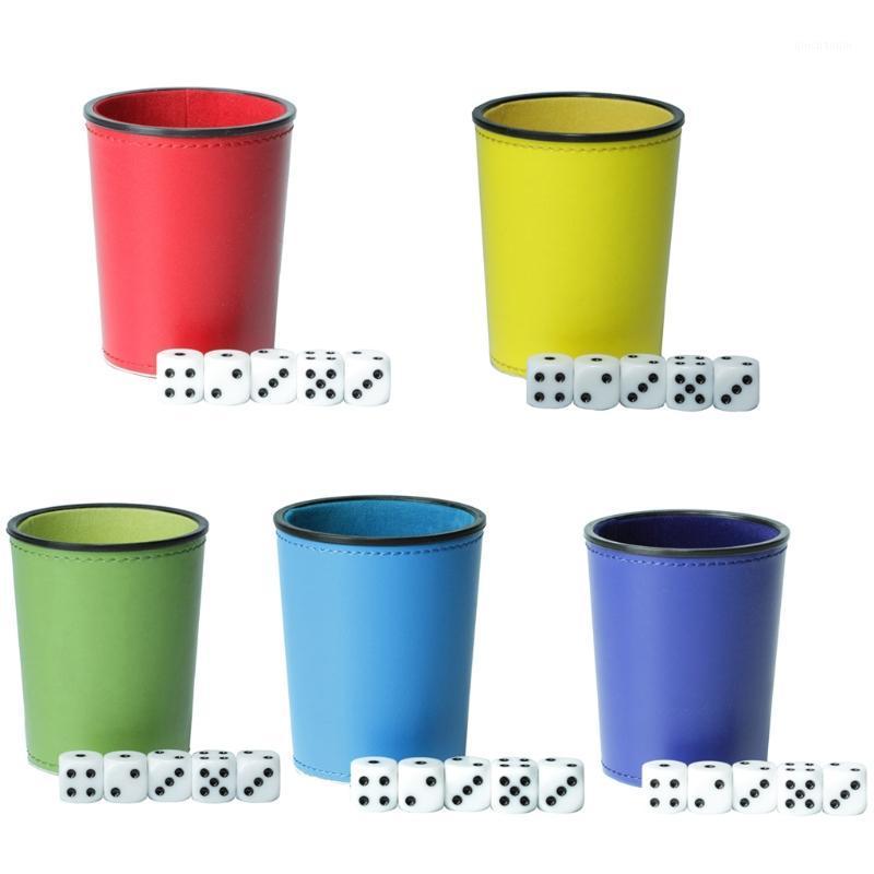 

Leather PU Dice Cup Party Board Game Bar KTV Entertainment Dice Box with Dices1