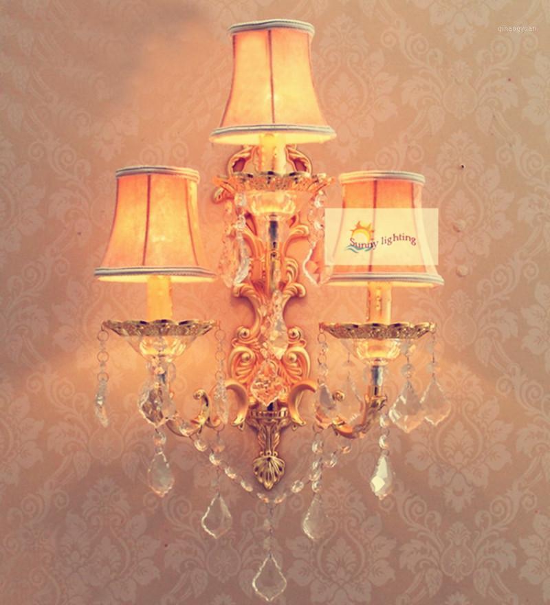 

Living room decor gold wall lamp Sconce fabric shade crystal pendants large indoor wall light bedroom mirror light led abajour1