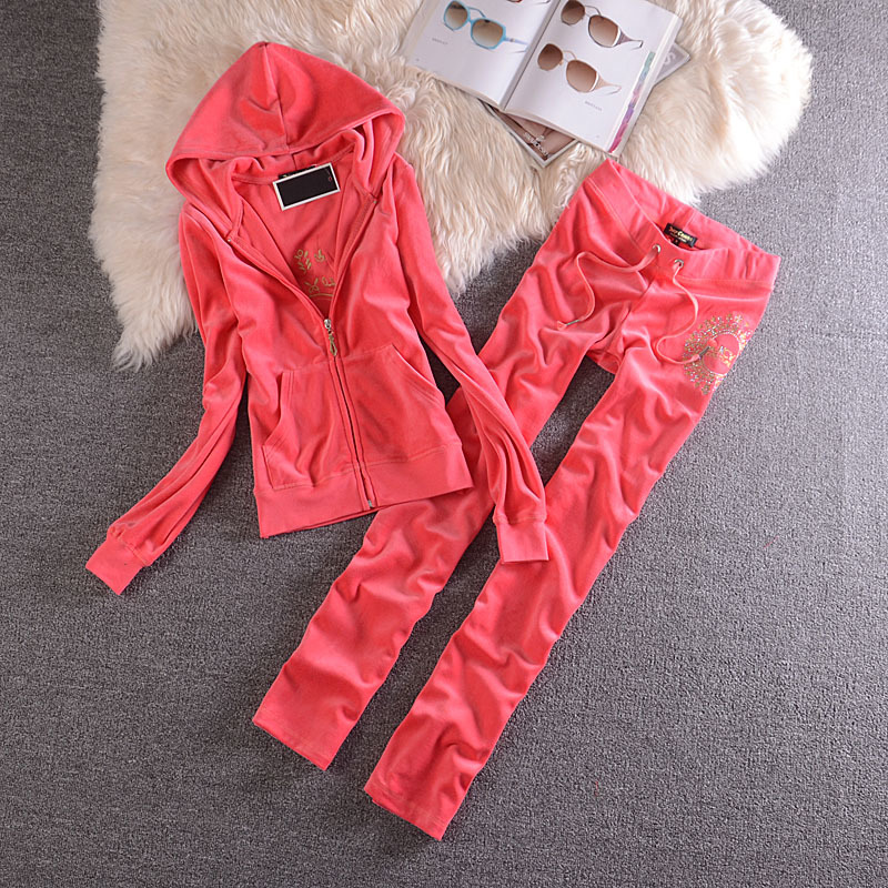 

Velvet Spring/fall 2020 Tracksuit Two Sexy Girly Ensemble with Long Sleeve Hood Top and Bodysuit Pants Fashion Suit Swey, Grey.