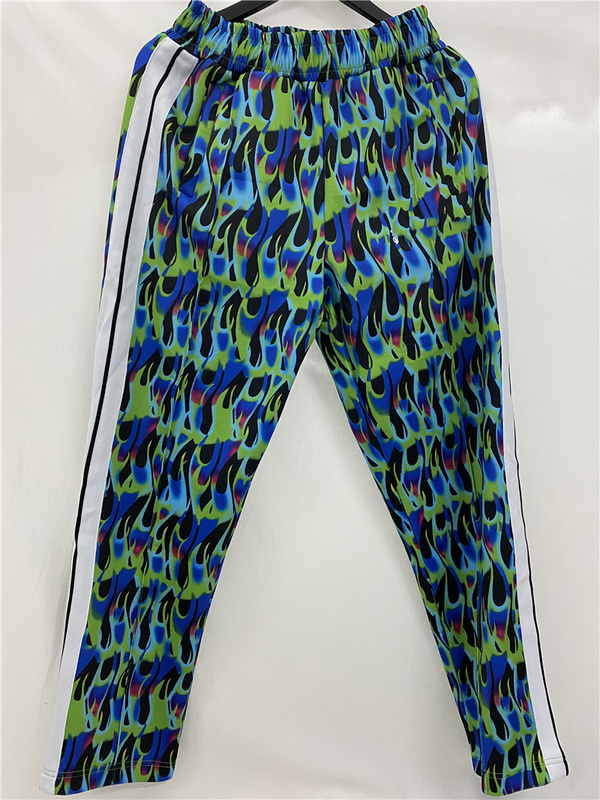 

Men's and women's angels pants side rainbow stripe wide straight casual pants palm, Black