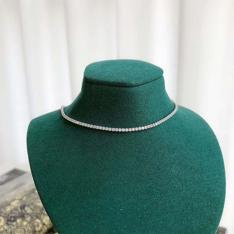 

Real 925 Sterling Silver Tennis Necklace Women Chain Bling Zircon Choker Necklace Short Fine Jewelry Girl Female Birthday Gift Z1126