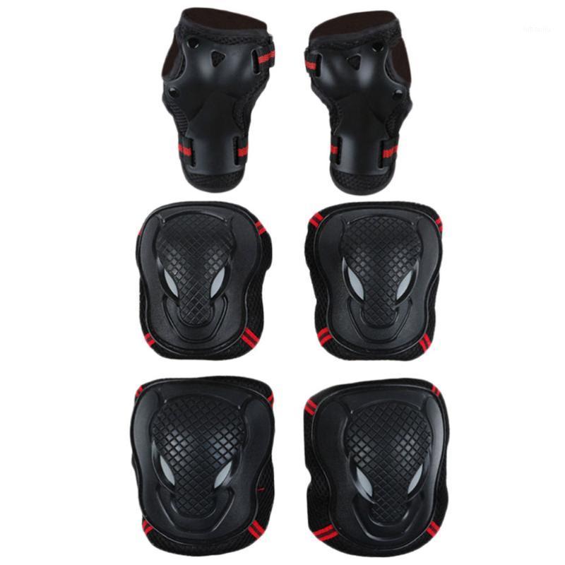 

1Set Knee Protector Hand Protection Elbow Pad Kneepad Off-Road Cycling Guard Skateboard Outdoor Sports Protection Size for 201, Black red