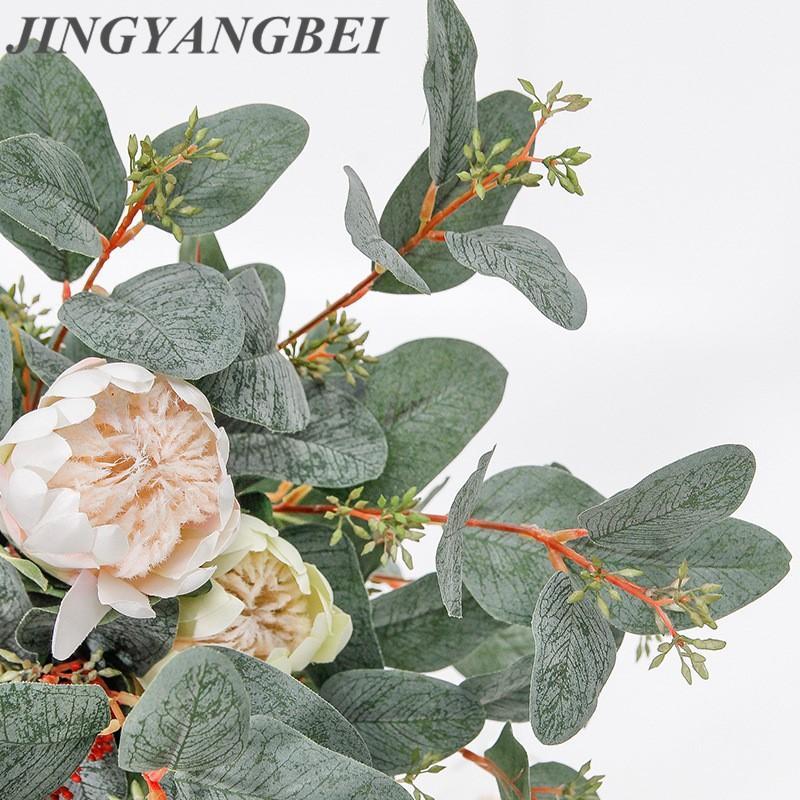 

83cm Artificial Flowers Netherlands with Fruit Eucalyptus Leaf Decor House Table Landscaping Fake Palnt Wedding Party Supplies1, Green