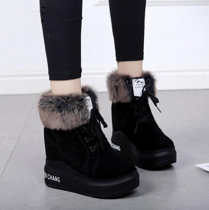 

2020 Winter Heel Snow for women Hot ankle boots Teddy snowboots Women's fashionable shoes Square high heels 9G0N, Black