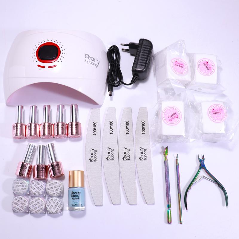 

Beautybigbang 28PCS Nail Art Set 36W EU UV Nail Lamp Gel Glitter File Tools Polish Remover Cotton Wipes Top Coat Base Coat