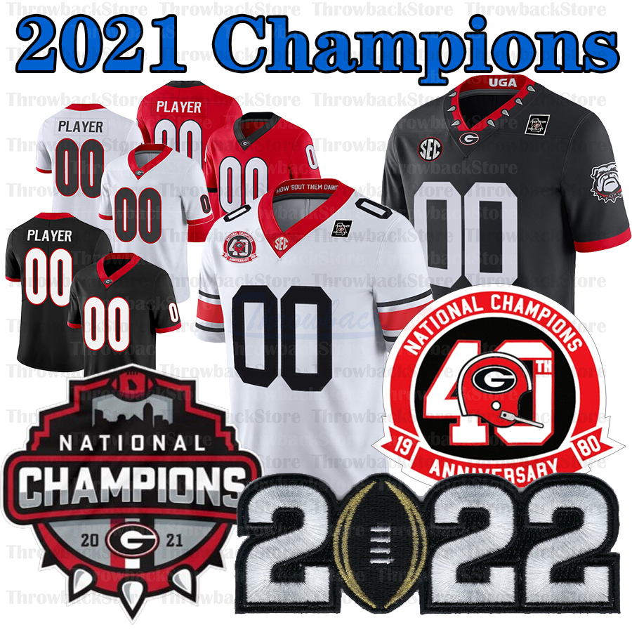 

2022 Playoff UGA College Georgia Bulldogs George Pickens Herschel Walker Zamir White James Cook Smart Stetson Bennett IV Daniels Brock Bowers Ringo Football Jersey, White (champions patch)