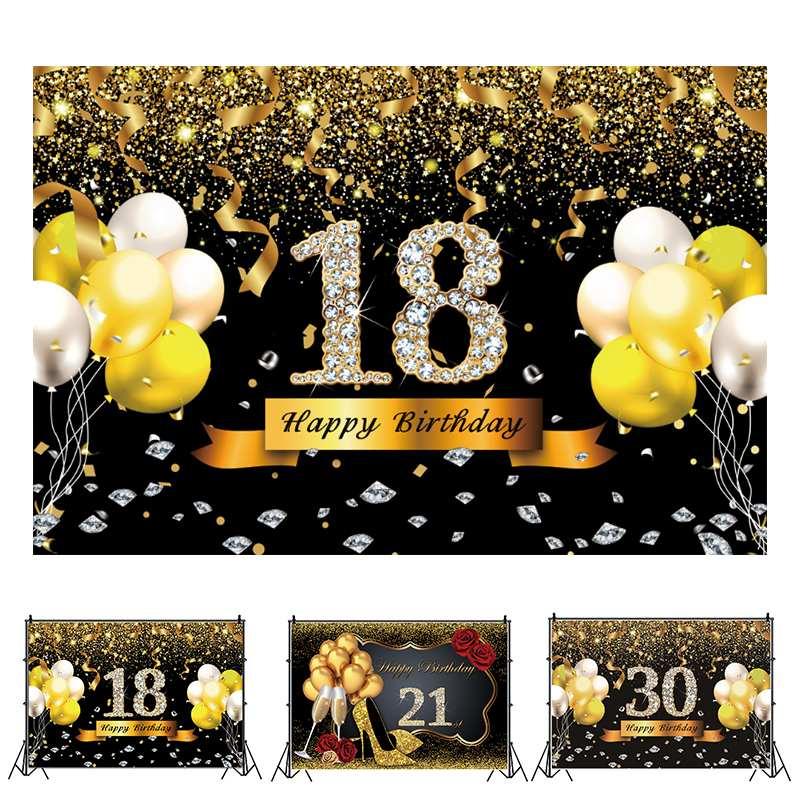 

18 21 30th Happy Birthday Party Gold Dots Banner Party Poster Photo Backgrounds Photocall Photography Backdrops
