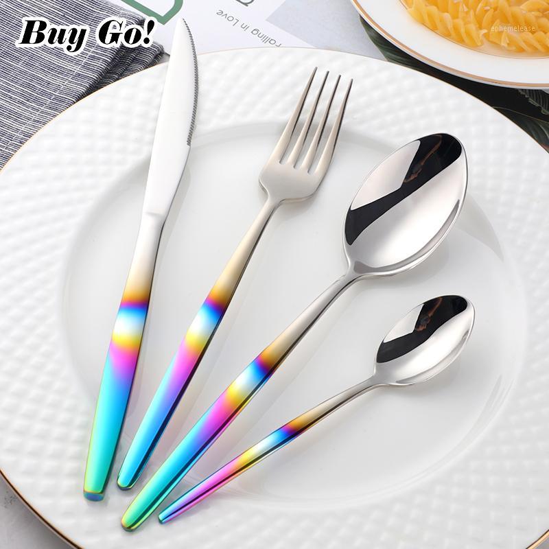 

Rose Gold Flatware Set Kitchen Tableware Rainbow Cutlery Set Stainless Steel Restaurant Dinnerware Knife Fork Spoon Silverware1