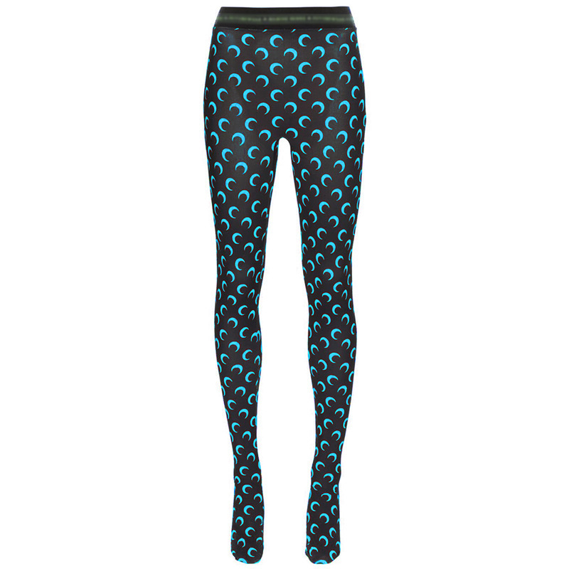 

Solid Color Crescent Moon Print Leggings Summer Women Trousers European and American Hot Style Chic Bodycon Outfits 201103, Black;white
