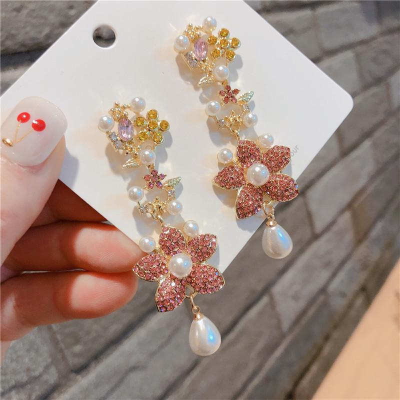 

Linmouge Fashion Women's Earring Long Tassel Cubic Zircon Drop Elegant Female Wedding Jewelry Stud Ear Trendy Accrssories EF152