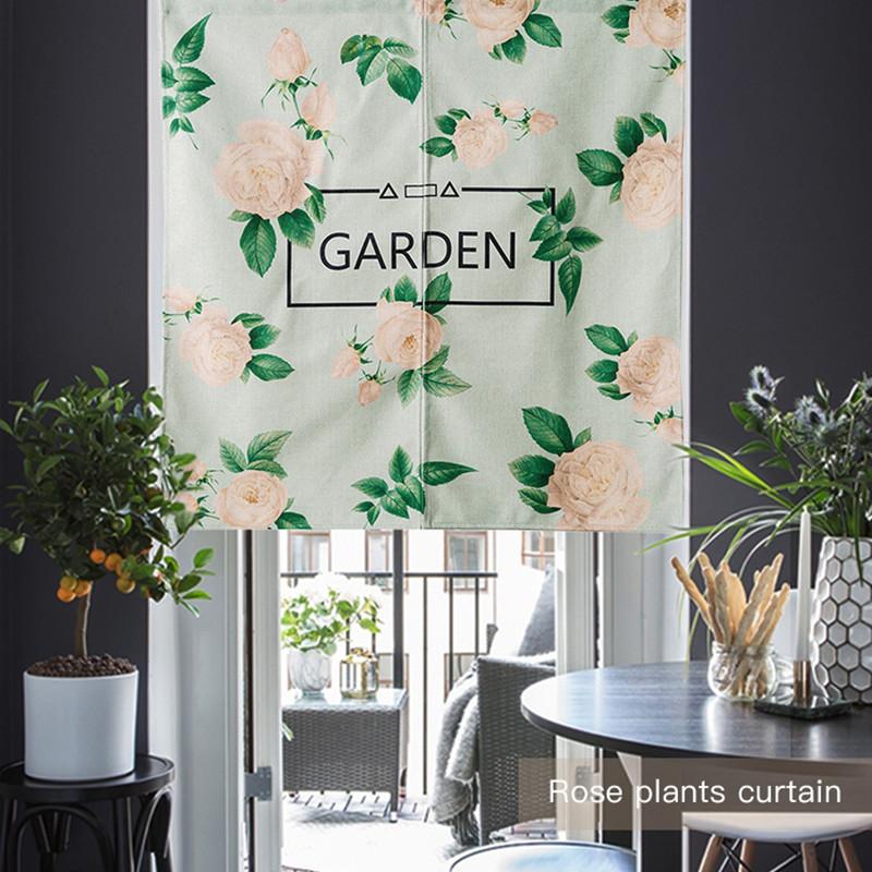 

European Garden Flowers Floral Door Curtain Linen Tapestry Children Study Bedroom Home Decor Bedroom Kitchen Curtain
