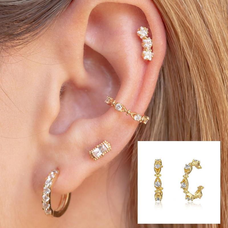 

Golden-S925 Sterling Silver Earrings INS Simple Diamond Earrings