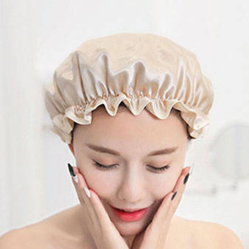 

Waterproof Double Layer Bath Women Supplies Hat Shower Cap Hair Cover High-Quality Hair Cap Bathroom Accessories