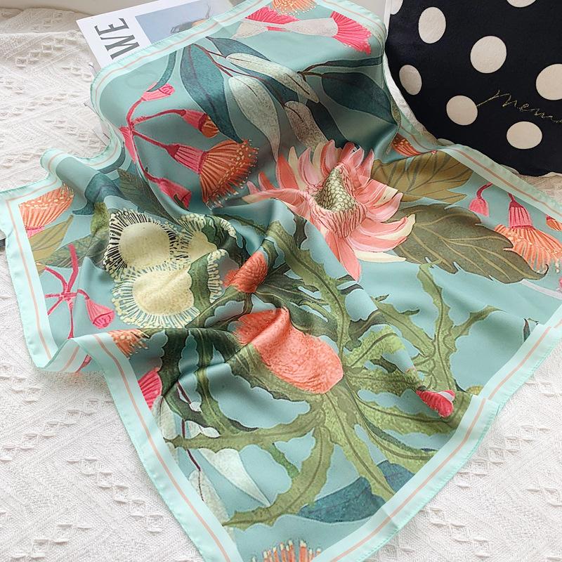 

55*55cm Small Hair Scarf For Women Floral Print Kerchief Bag Scarfs Female Square Headband Cute Hairband Neck Scarves For Ladies