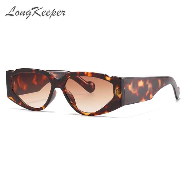 

Sunglasses LongKeeper Small Cat Eye Woman Vintage Double Colors Triangle Sun Glasses Leopard Floral Eyewear Oculos Feminino
