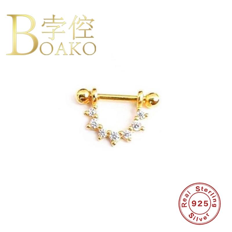 

BOAKO U-Shaped Pierced Earrings For Women 925 Silver Earrings Fashionable Cute Jewelry Zircon Pendientes Brincos Aretes