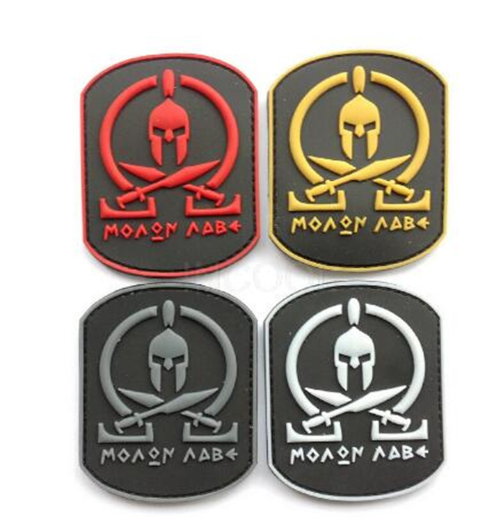 

3D PVC Patch Spartan Military Patch Tactical Emblem Molon Labe Badges Hook Rubber Patches For Jackets Clothing Backpack