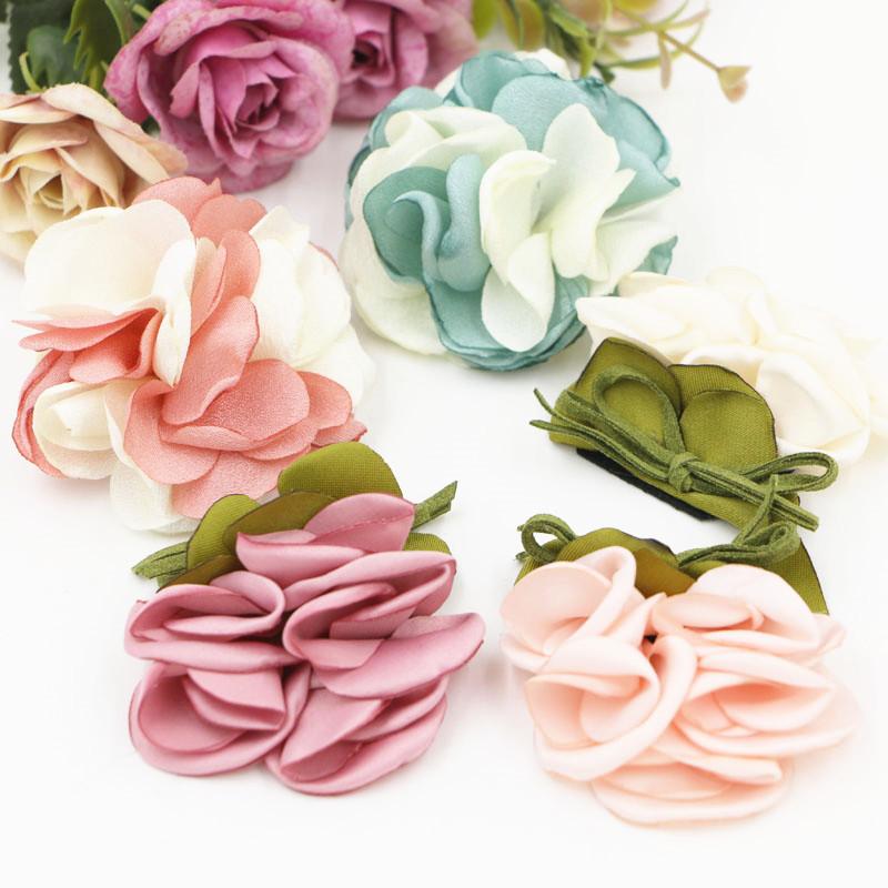

New Fashion Handmade Fabric Double Colors Flower Patch Sticker DIY Hair Jewelry Accessories Material Garment Ornament Decor