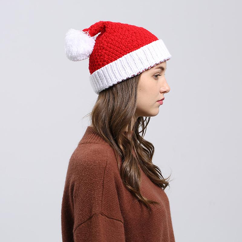 

Santa Hats Christmas Hats for Adults Pom Slouchy Knit Beanies Winter PR Sale, Red