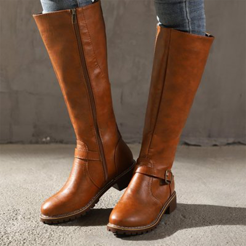 

2021 The New New Women Knee High Winter Zip Long Leather Women's Boots Down Don't Slip Ladies Comfort Shoes Bigger T7mz, Yellow
