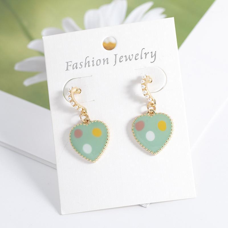 

Stud Cute Design Heart Pendant Earrings For Women Girls Fashion Imitation Pearl Gold Color Ear Jewelry Party Gifts1