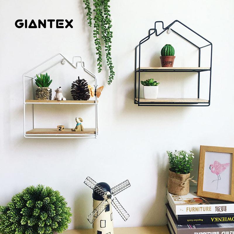 

Stylish simplicity Rack Wall Mounted Metal House Shape Shelf Housekeeper on wall Livingroom Storage Shelves Organizer