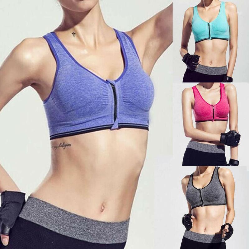 

2020 NEW Fashion Womens Sport Bra Running Gym Yoga Padded Fitness Training Tops Tank Workout Zipper Stretch1, Gray