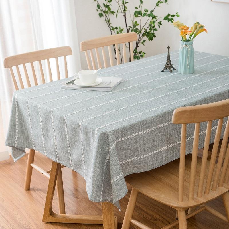 

Solid Embroidered dinning table cloth rectangular polyester decorative tablecloths for Table gray/coffee party cover