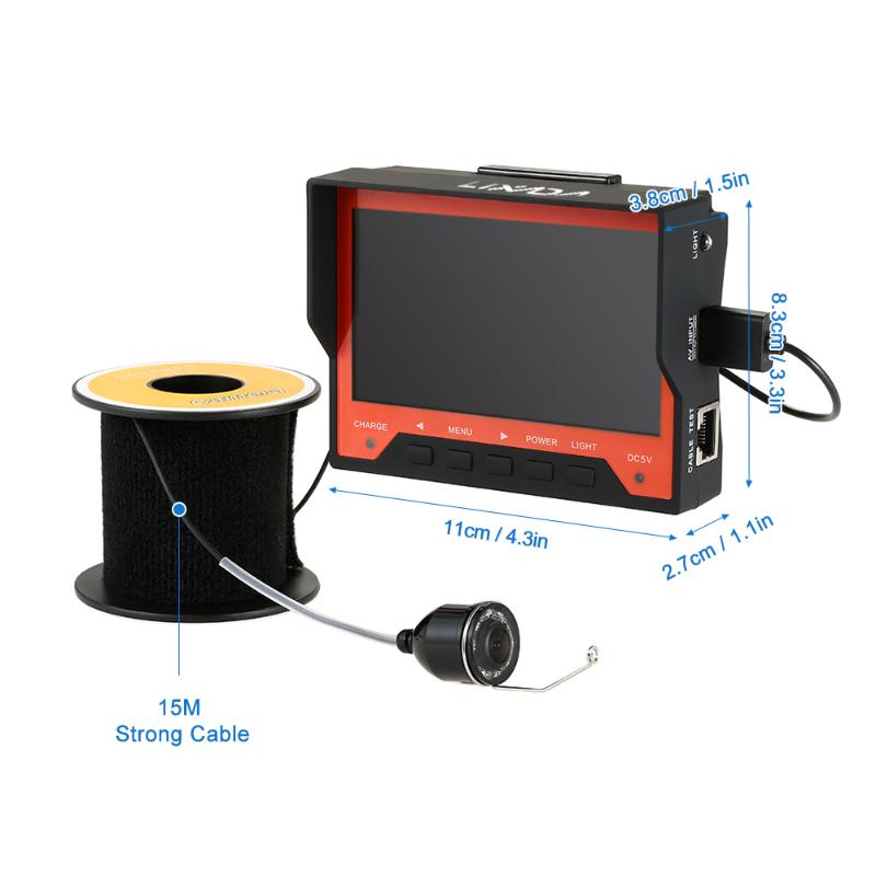 

New 15M 1000TVL 4.3" Underwater Camera For Fishing Cameras LCD Screen Fish Finder with Wrist Strap 8 Infrared LED Night Vision