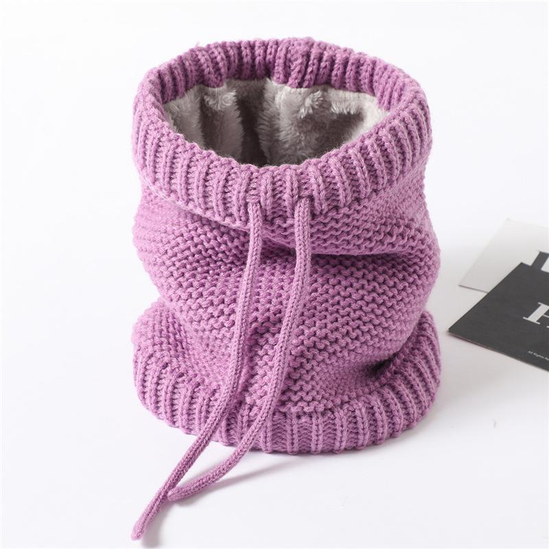 

New knitted Bib women's solid color scarf with fleece collar cover