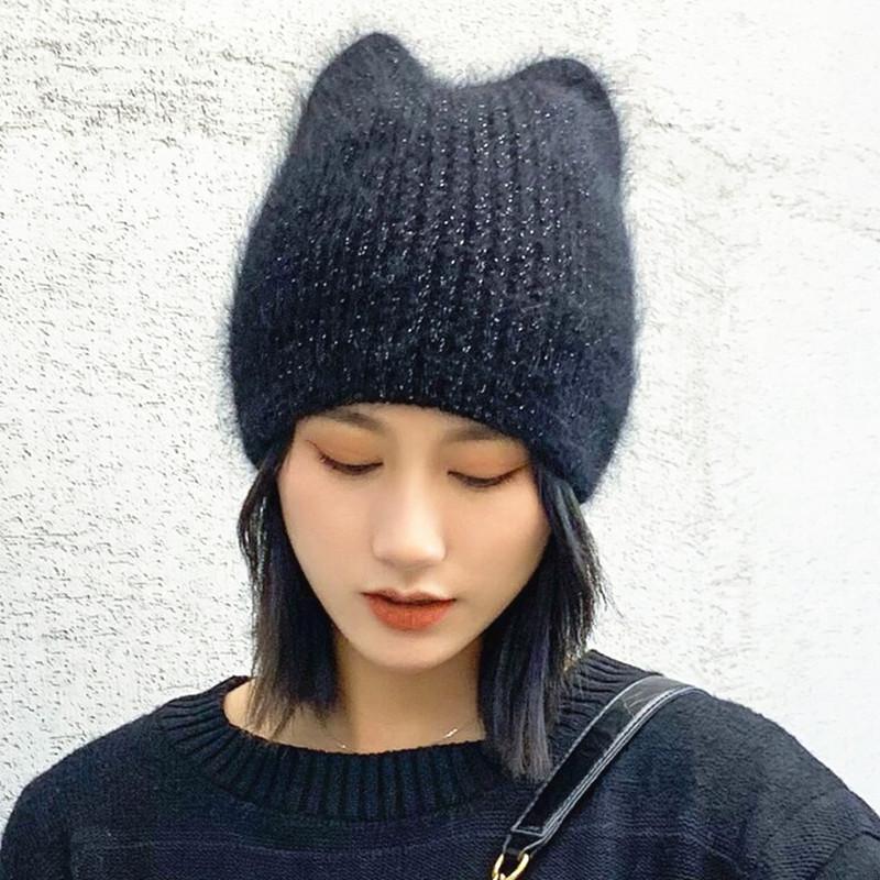 

New Adult female Real fur beanies Winter women thick warm knitted beanies Caps Crochet hat gorros, 006