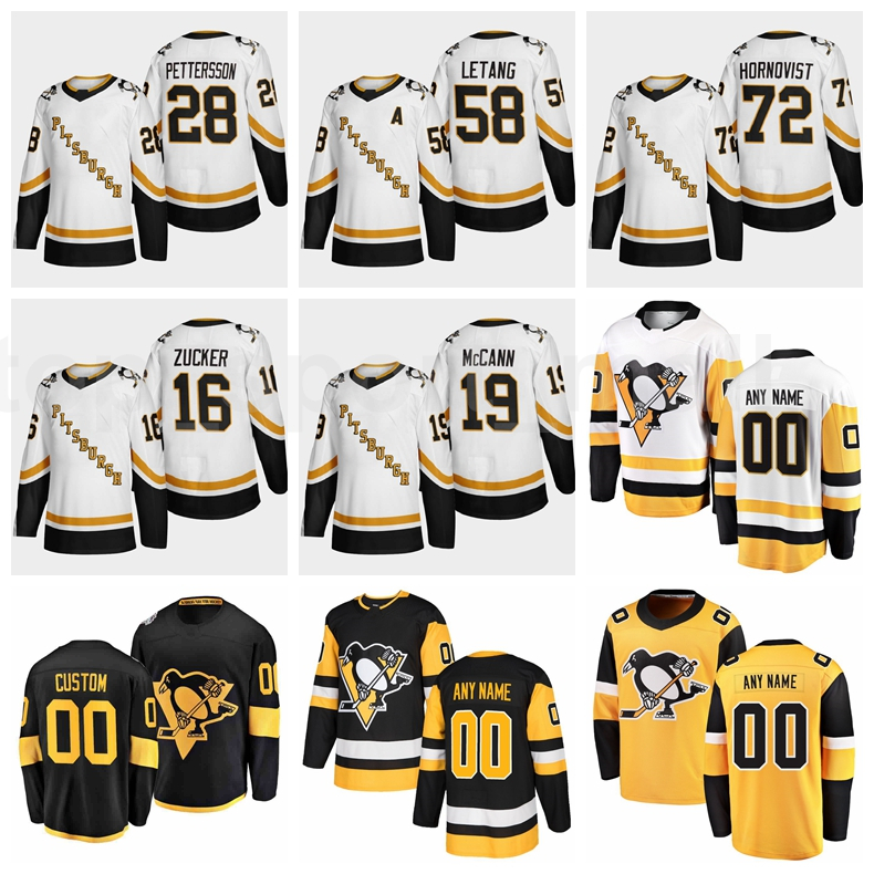 

Pittsburgh Penguins Reverse Retro 16 Jason Zucker Jersey Hockey 58 Kris Letang 19 Jared McCann 6 John Marino 13 Brandon Tanev Black White