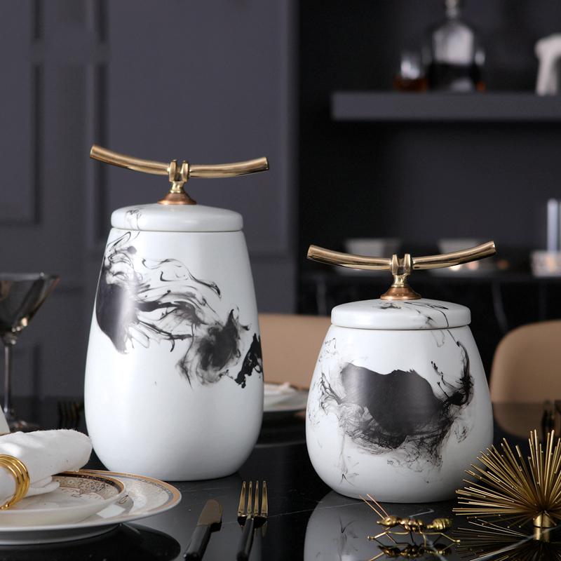 

Chinese Tabletop Vases Modern Ink Texture Ceramic Vase Ornaments Crafts Home Living Room Decorative Jar Porcelain Flower Vases