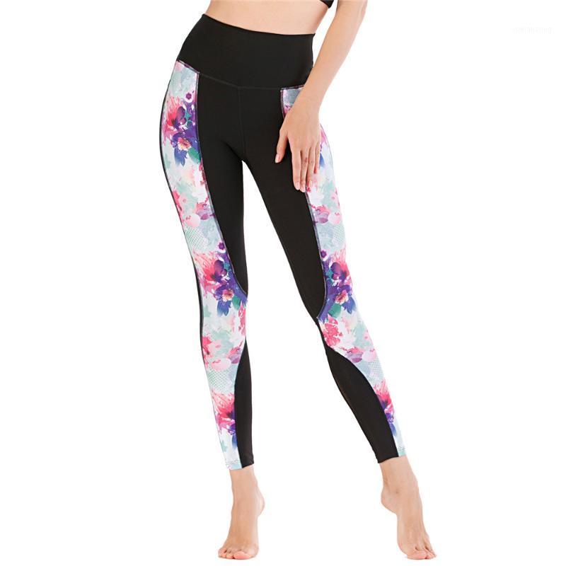 

Women Running Sports Legging Patchwork Print Sportswear Moisture Wicking Gym Yoga Pants Training Fitness Push Up Flex Leggings1, Black