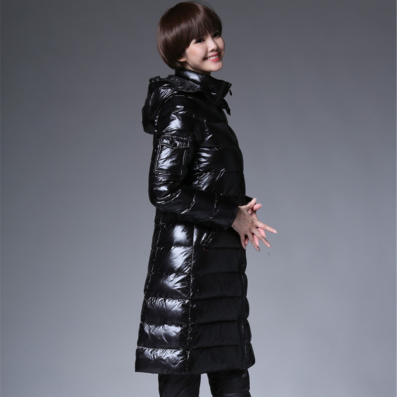 

Long Woman's Duck Hooded Coat, Thick, Hot, Winter Jacket Mujer Zf84, Black one