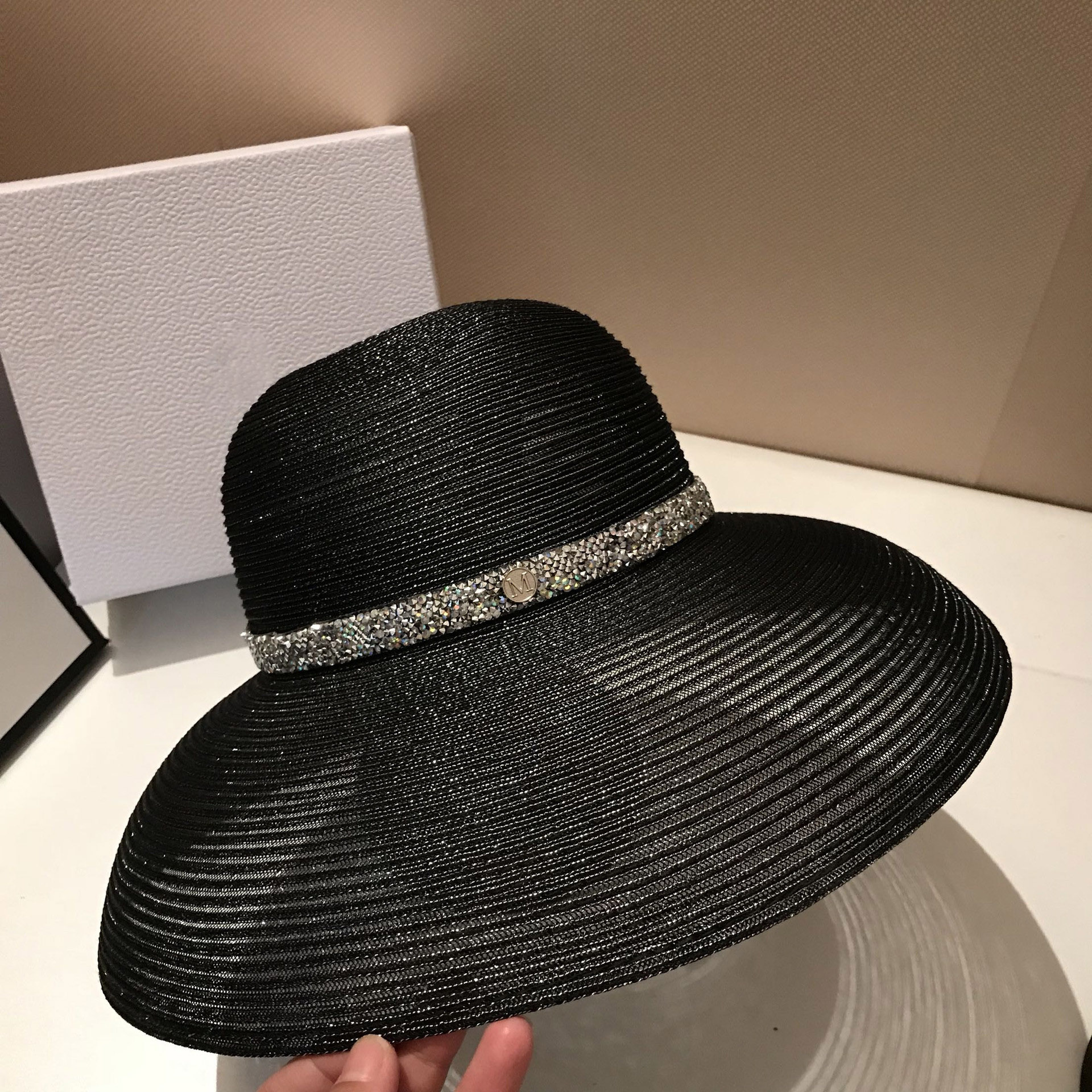 

Black Big Brimmed Hat Women Fisherman Straw Hat Vintage Beach Hat Travel Vacation Casual Straw Cap