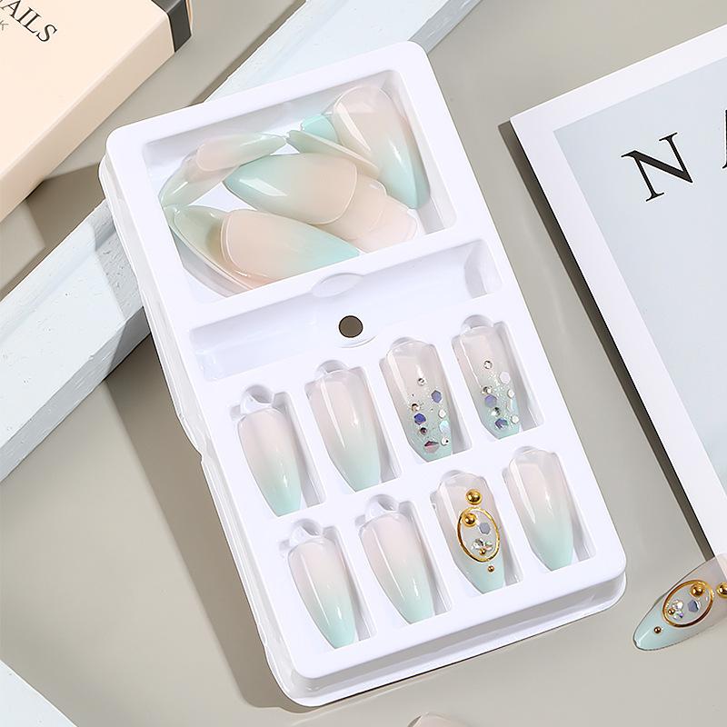 

24 Pcs/Box Full Cover Fake Nail Reusable False Nail Art Form Mixed Size Extension Tips With Adhesive Sticker Manicure Tools