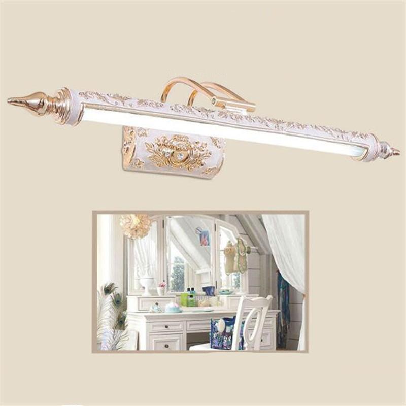 

Long European Classical Luxurious Craved Resin Led Mirror Light for Bathroom Bedroom Cabinet 50-75cm Novelty Wall Lamp 2223