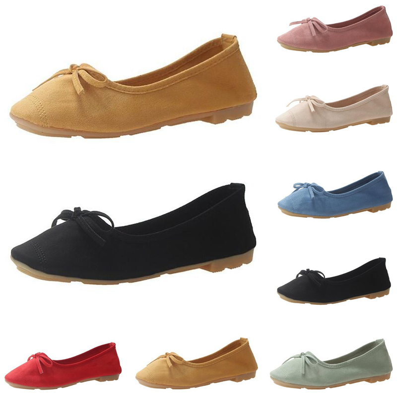 

cheap luxury women casual shoes black Pink blue green loafers flat Suede bow-knot Retro soft bottom size 35-40, #3