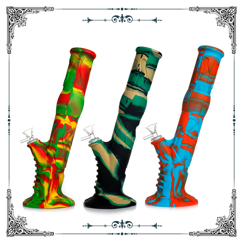 

Silicone water pipe glass bong Removable hookah bongs silicone dab rig Smoking Pipes unbreakable Silicone Bong with glass bowl