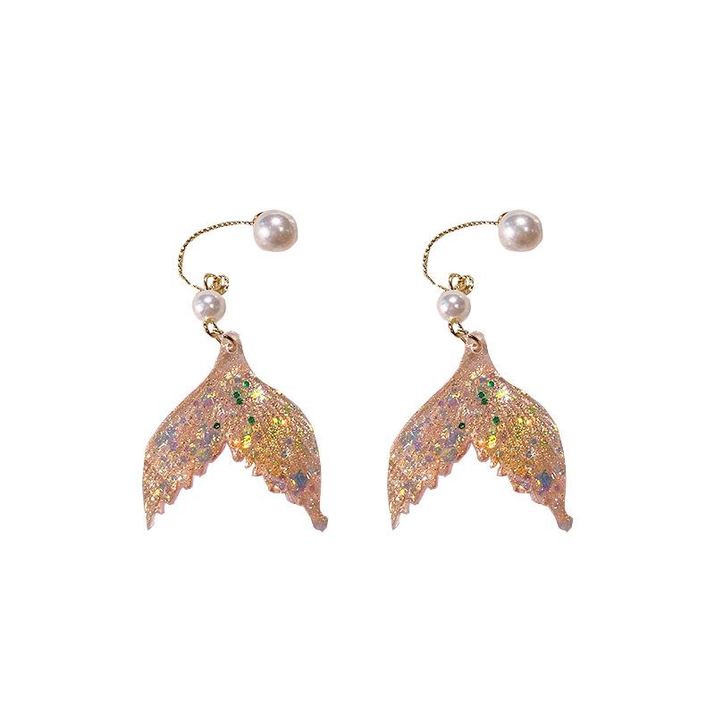 

Stud 2021 Mermaid Legend Fish Tail Pendant Earrings Female Fashion Wild Temperament Elegant Alloy Ear Jewelry