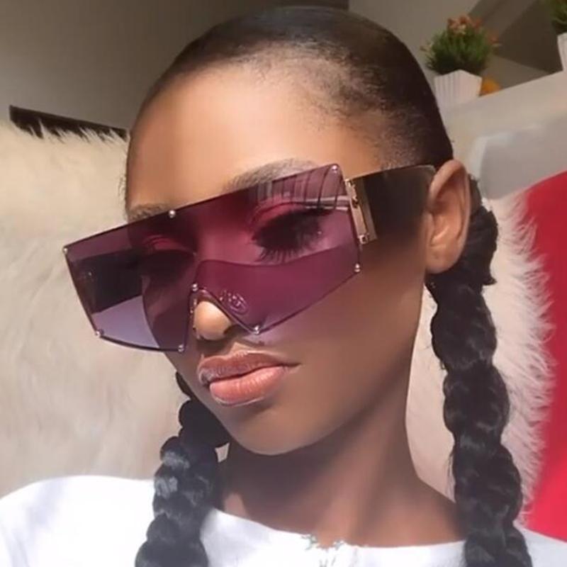 

Fashion New Oversize Square Sunglasses Women 2021 Design Black Sun Glasses Female Shades One Piece Goggles UV400